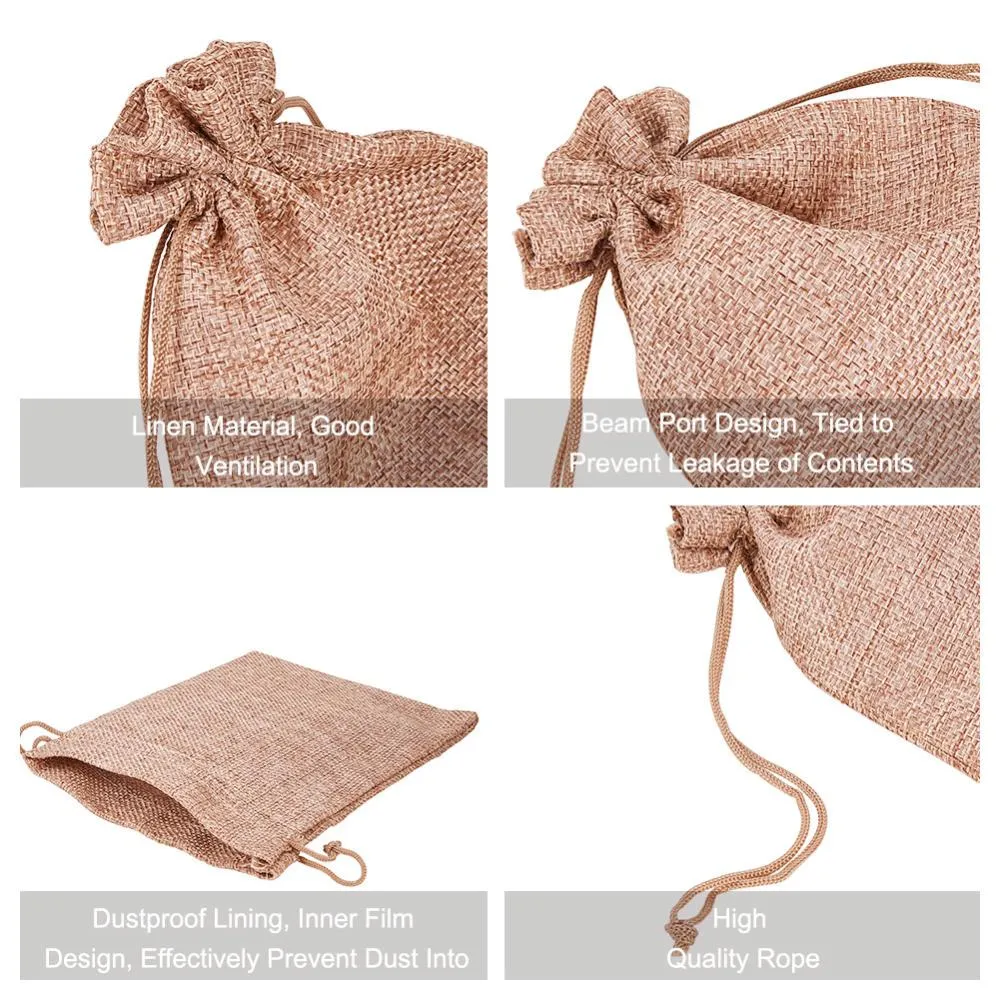 1 Set 24PCS Burlap Bags with Drawstring Gift Bags Jewelry Pouch for Wedding Party Treat and DIY Craft - 7 x 5 Inch, Linen and Cream