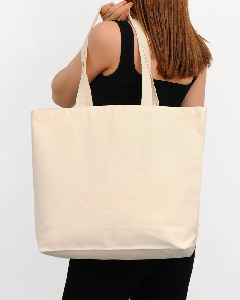 12 ct - 18" Large Organic Canvas Shopper Tote Bags with Bottom Gusset - By Dozen