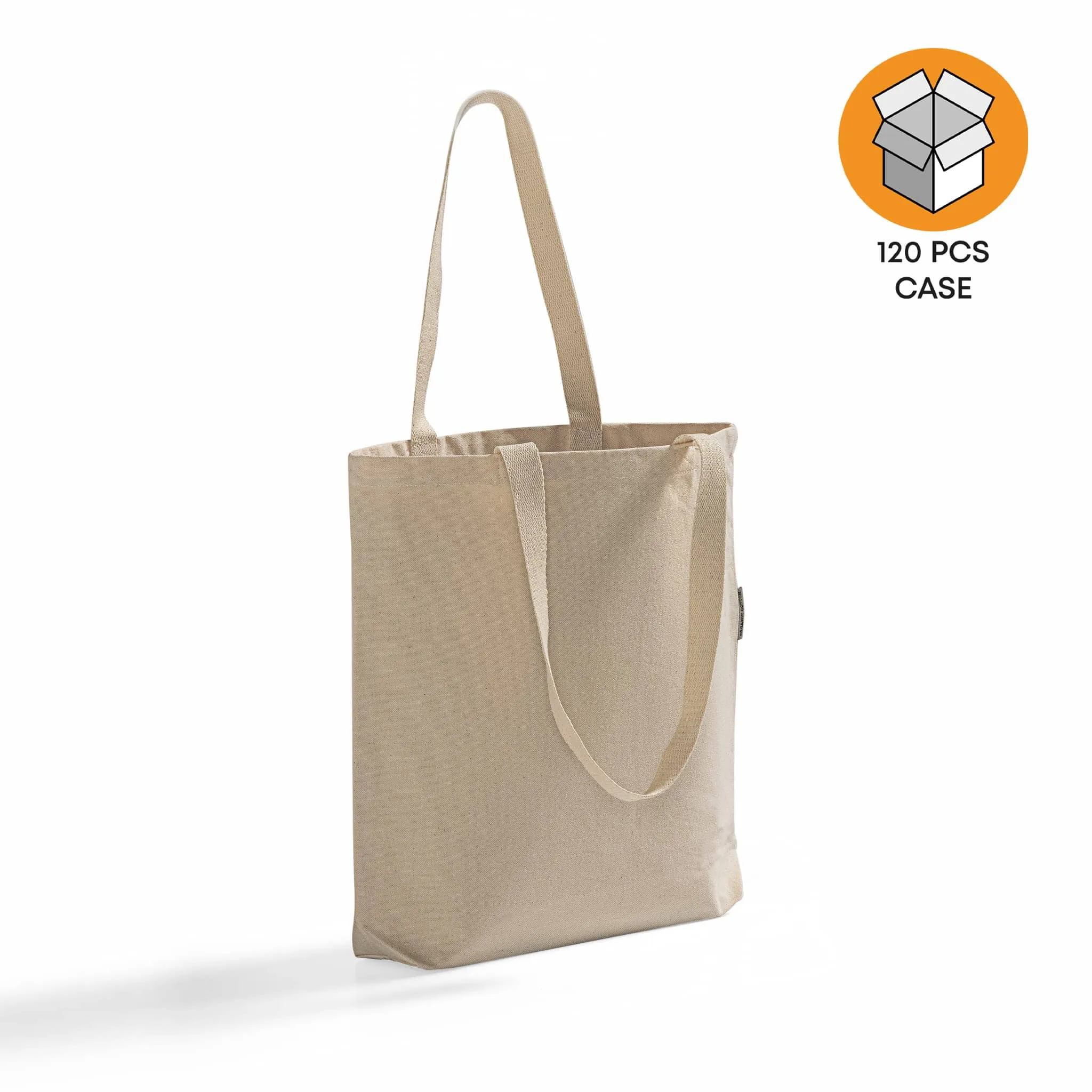 120 ct Organic Cotton Canvas Grocery Tote Bags W/Gusset - By Case