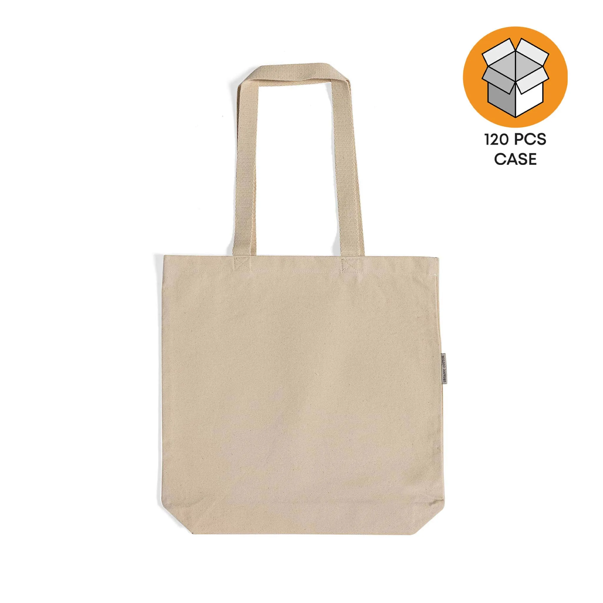 120 ct Organic Cotton Canvas Grocery Tote Bags W/Gusset - By Case