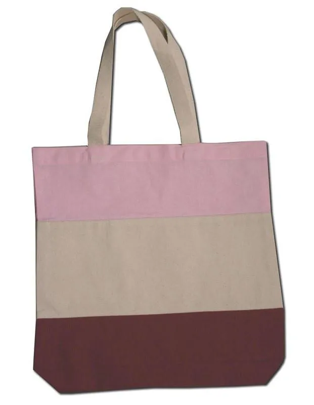 144 ct Wholesale Heavy Canvas Tote Bags Tri-Color - By Case