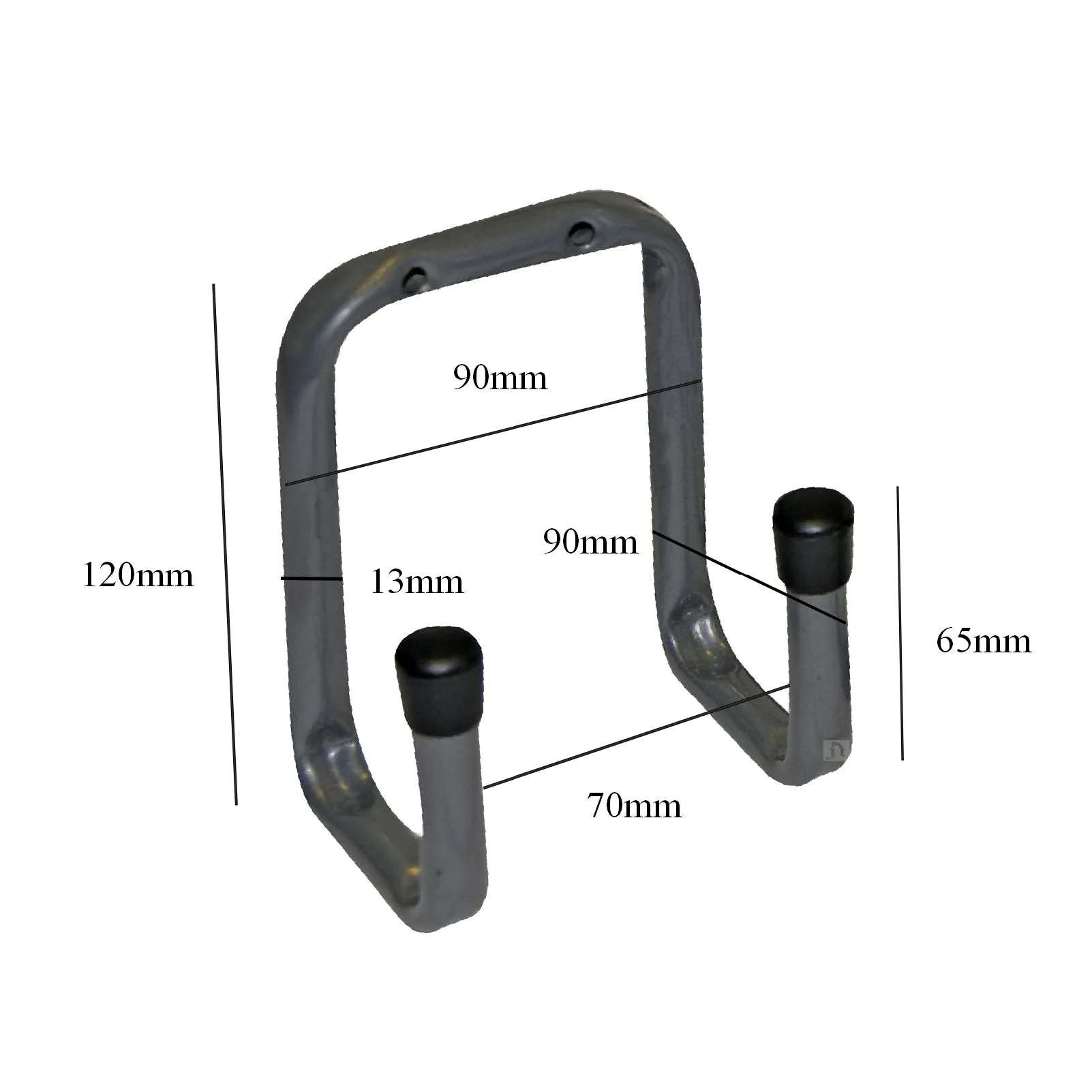 2 x Wall Mounted 70mm Tool / Bike Double Storage Hooks