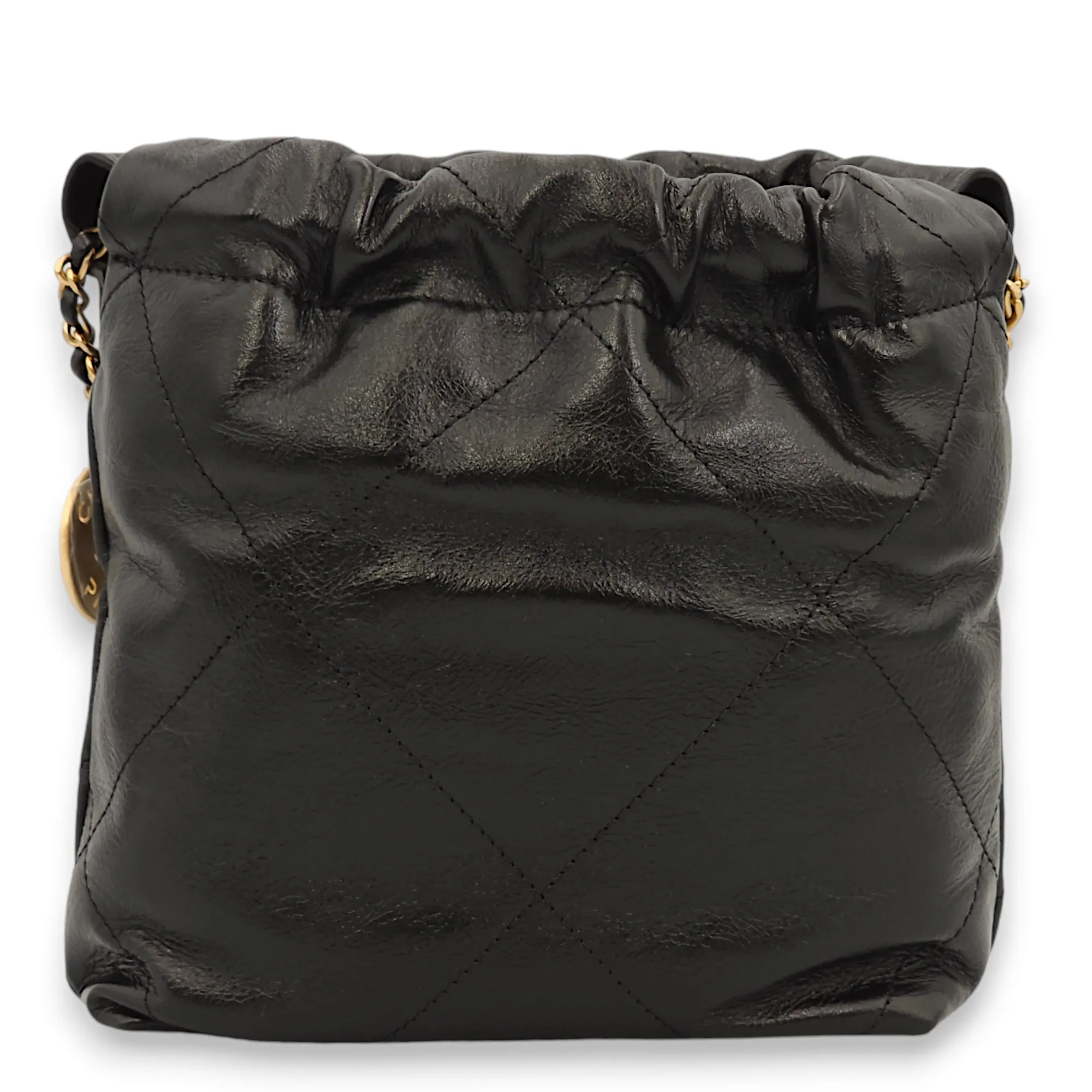 22 Pearls Mini Black Tote Bag in Calfskin, Gold hardware