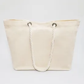 6 ct Large Canvas Beach Tote Bag with Fancy Rope Handles - By Bundle