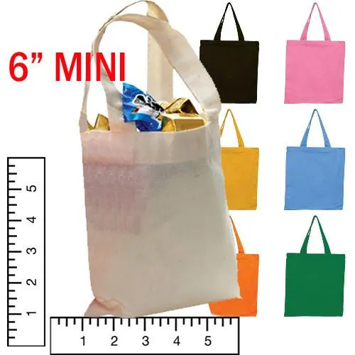 6" MINI Cotton Tote Bag with Fabric Handles