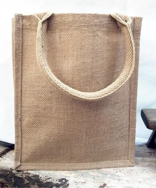 72 ct Small Burlap Bags / Jute Book Bag with Full Gusset - By Case