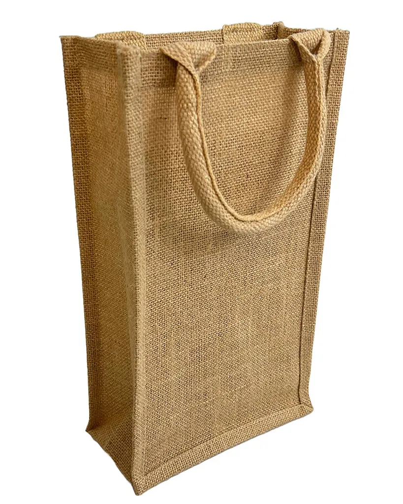 96 ct Natural Jute Wine Bags / Burlap Wine Tote Bags with Removable Dividers - By Case