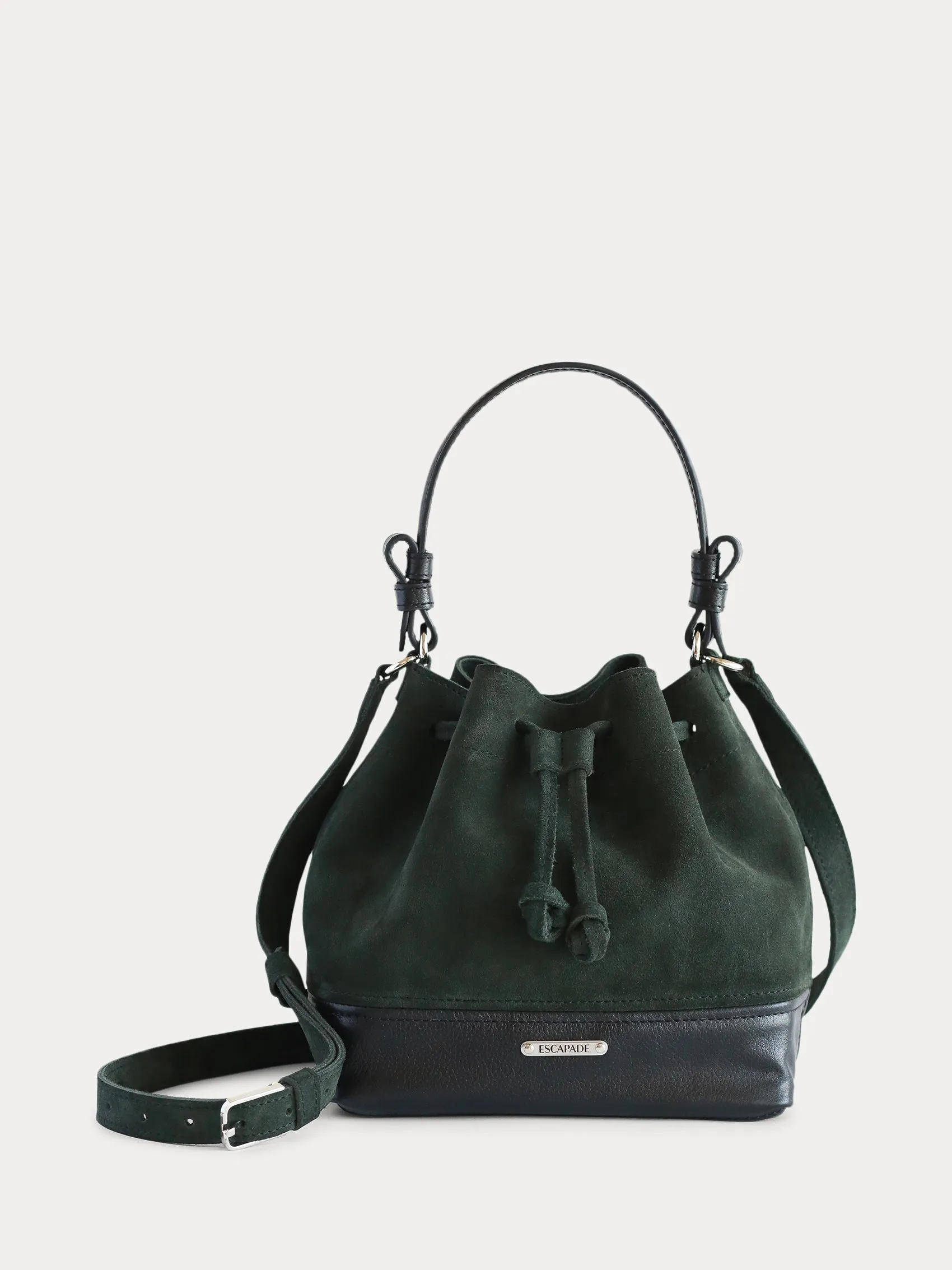 Alexandra. Green Suede Bucket Bag