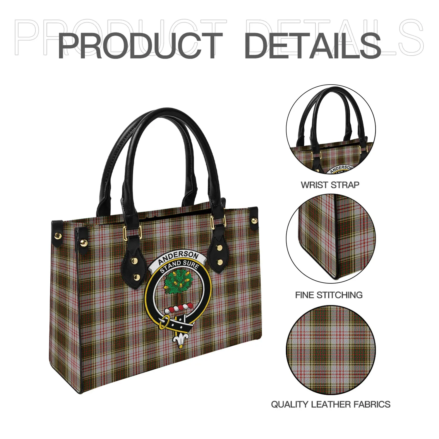 Anderson Dress Tartan Leather Bag with Family Crest