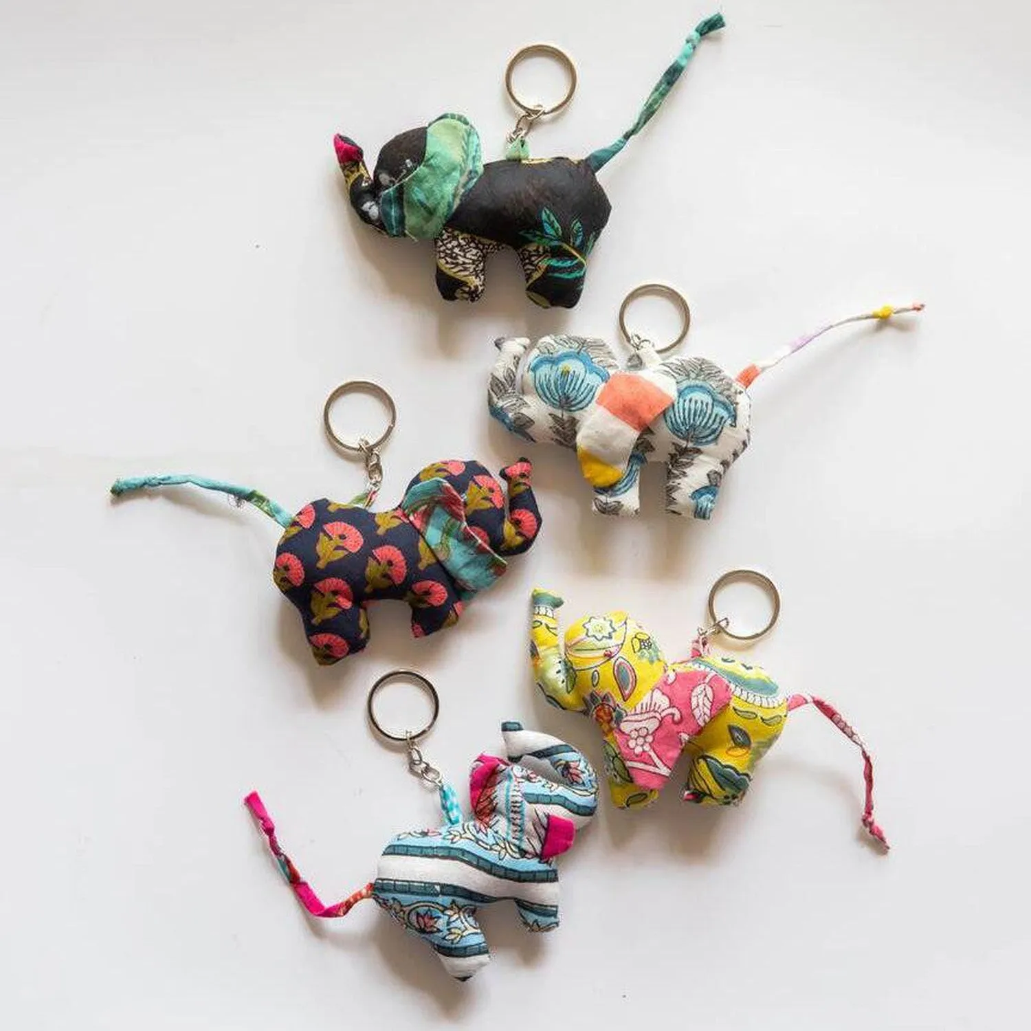 Assorted Colorful Elephant Keychains Set of 2