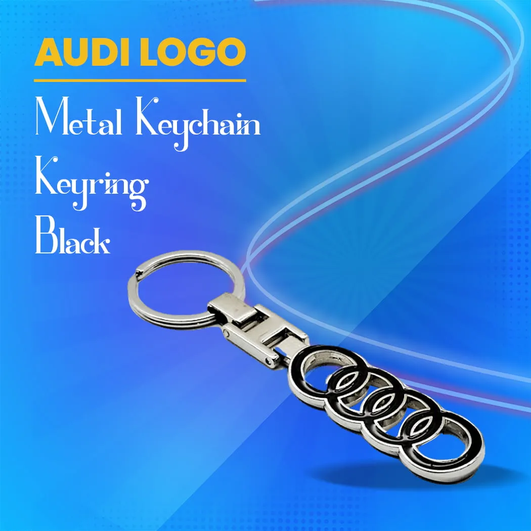 Audi Logo Metal Keychain Keyring - Black