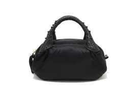 Authentic Fendi Black Satin and Leather Spy Bag