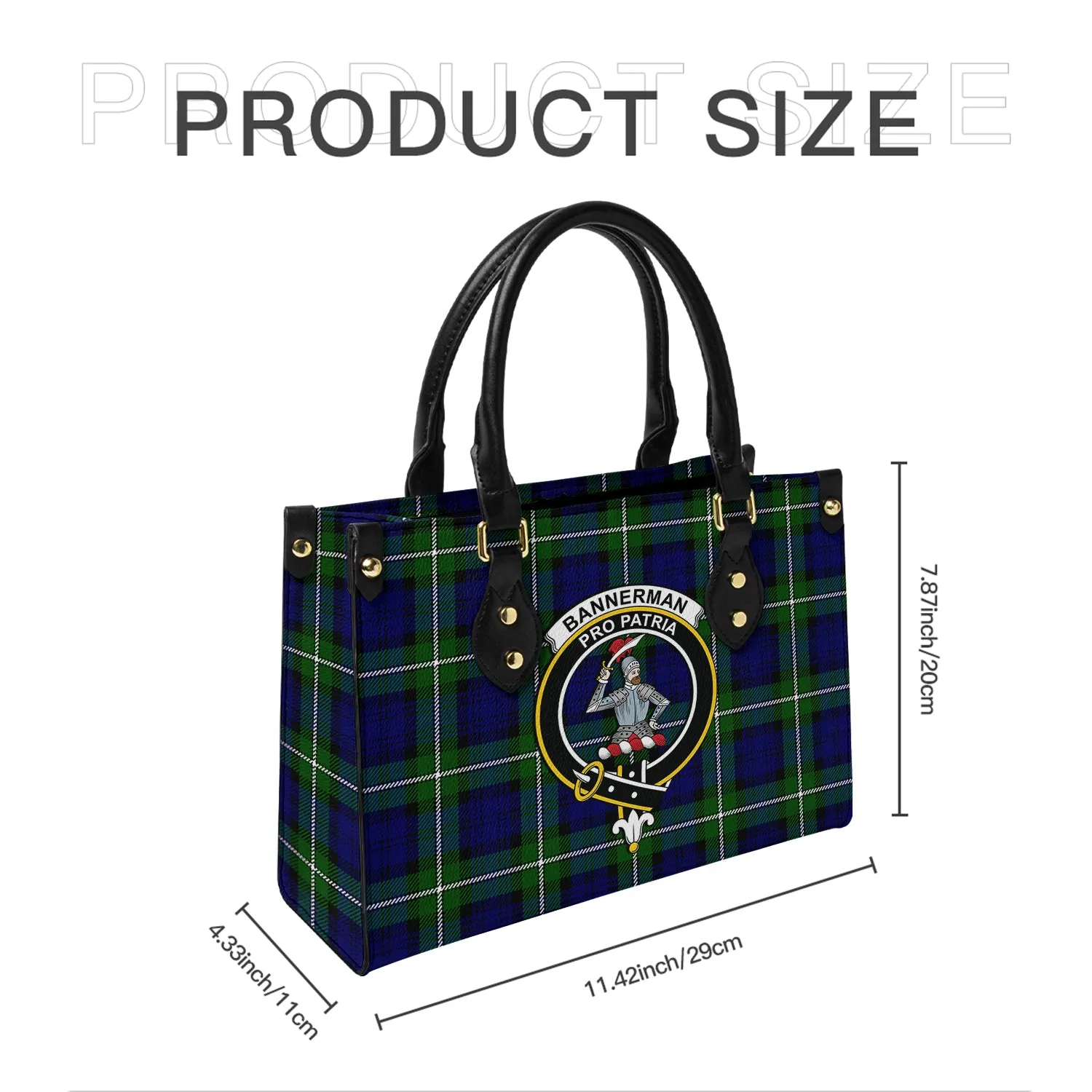 Bannerman Tartan Leather Bag with Family Crest