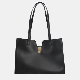 Black Calfskin Leather Smooth Cabas 16 Tote Bag