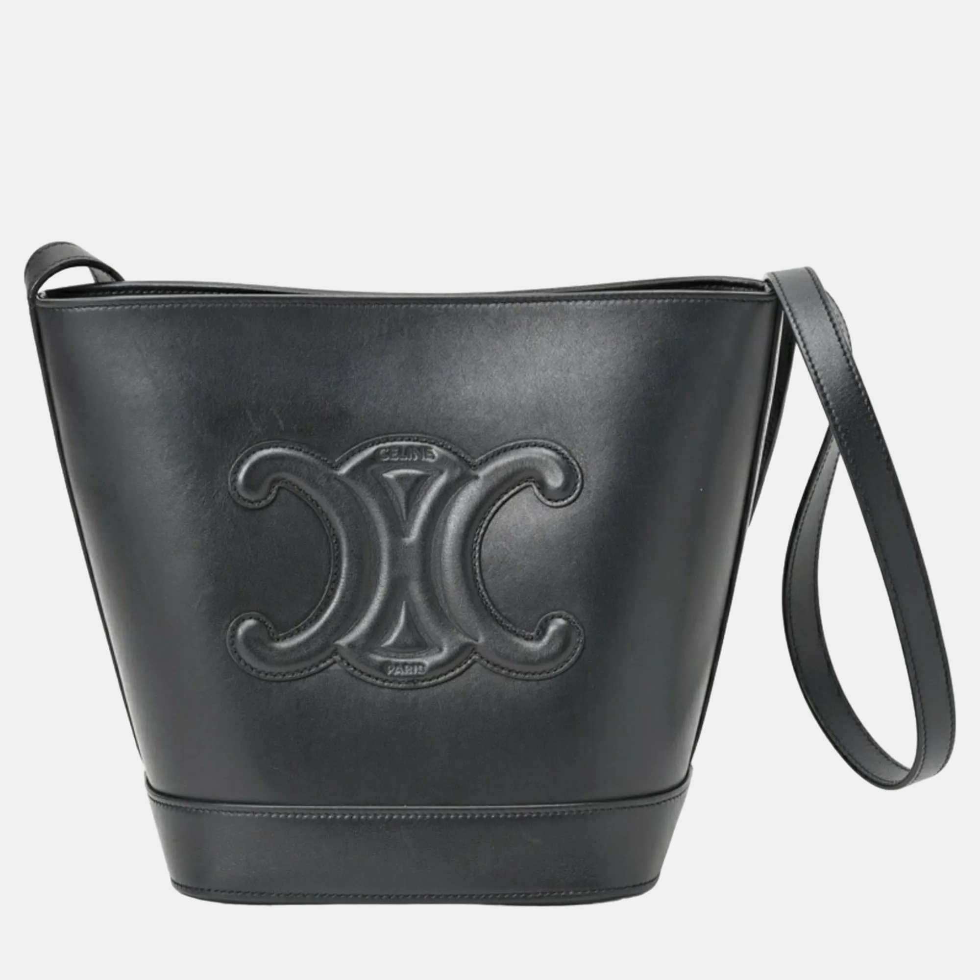 Black Smooth Calfskin Small Cuir Triomphe Bucket Bag