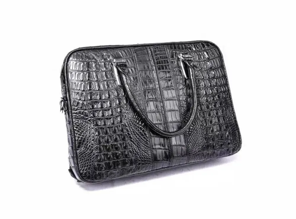 Black Travel Lap top Briefcase Genuine Crocodile Leather