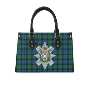 Black Watch Ancient Tartan Leather Bag with Family Crest