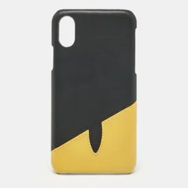 Black/Yellow Leather iPhone X Cover