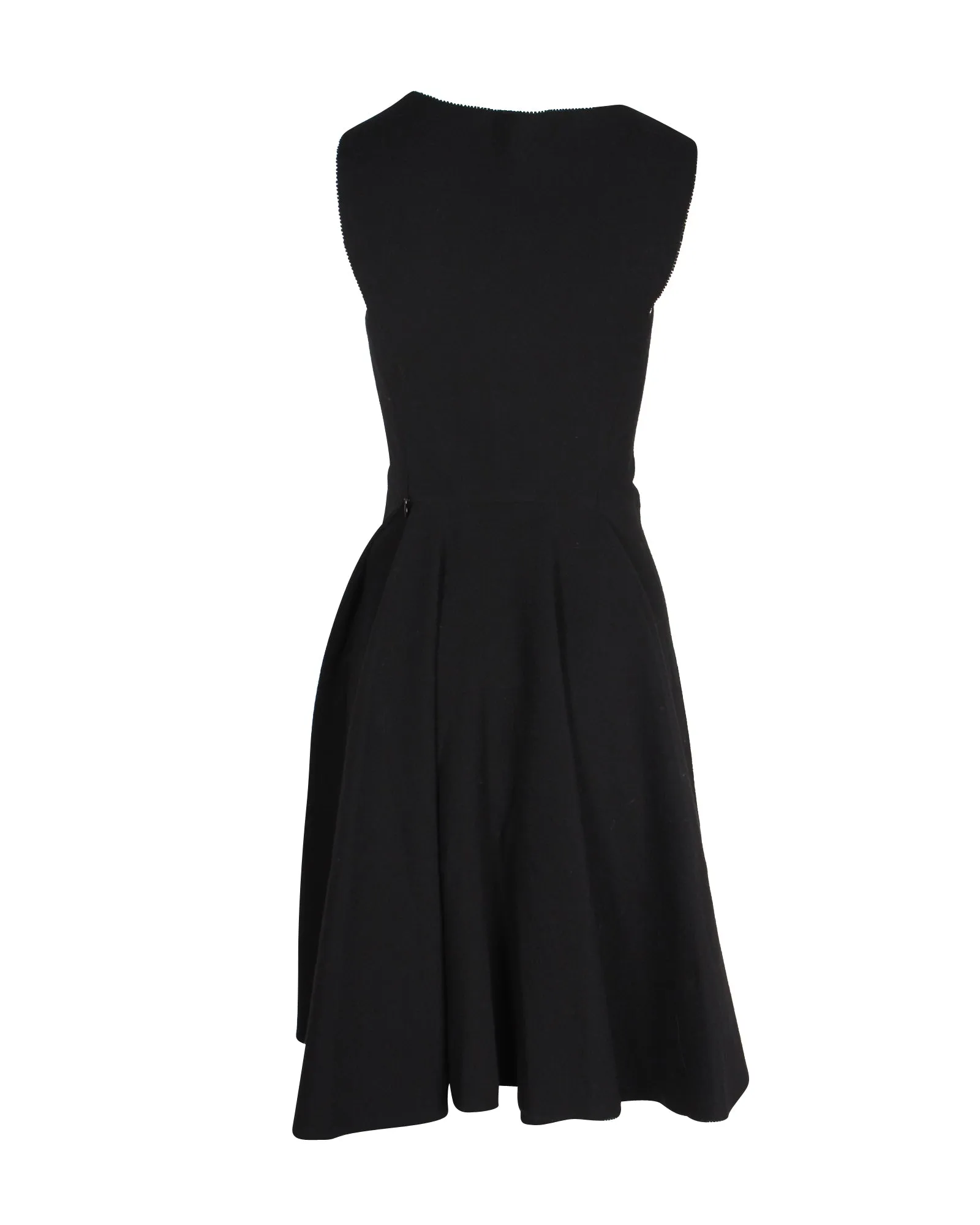 Bottega Veneta A-line Sleeveless Dress in Black Virgin Wool