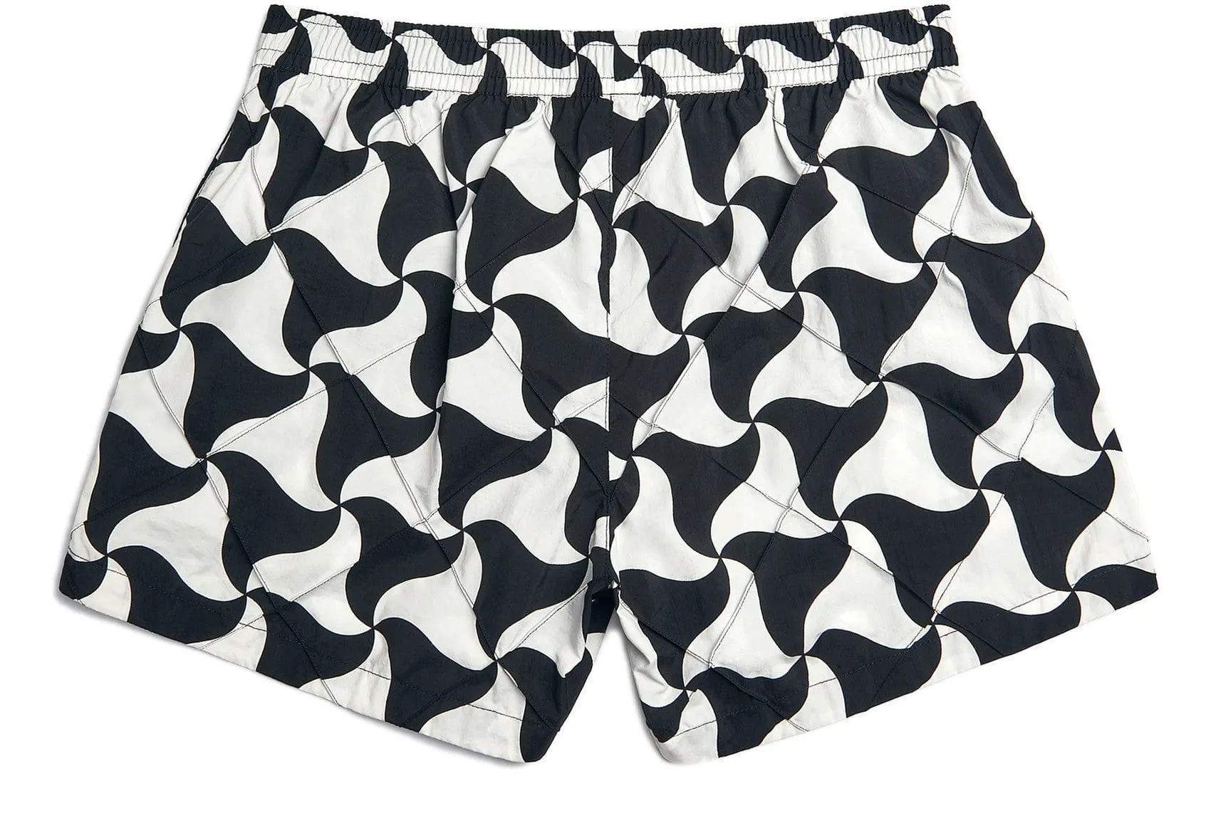 Bottega Veneta Abstract Pattern Swim Shorts Black White