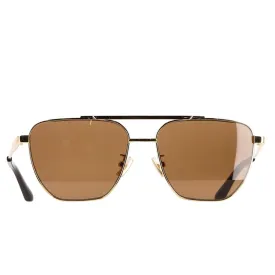 Bottega Veneta BV1236S Rimmed Aviator Sunglasses in Gold Metal