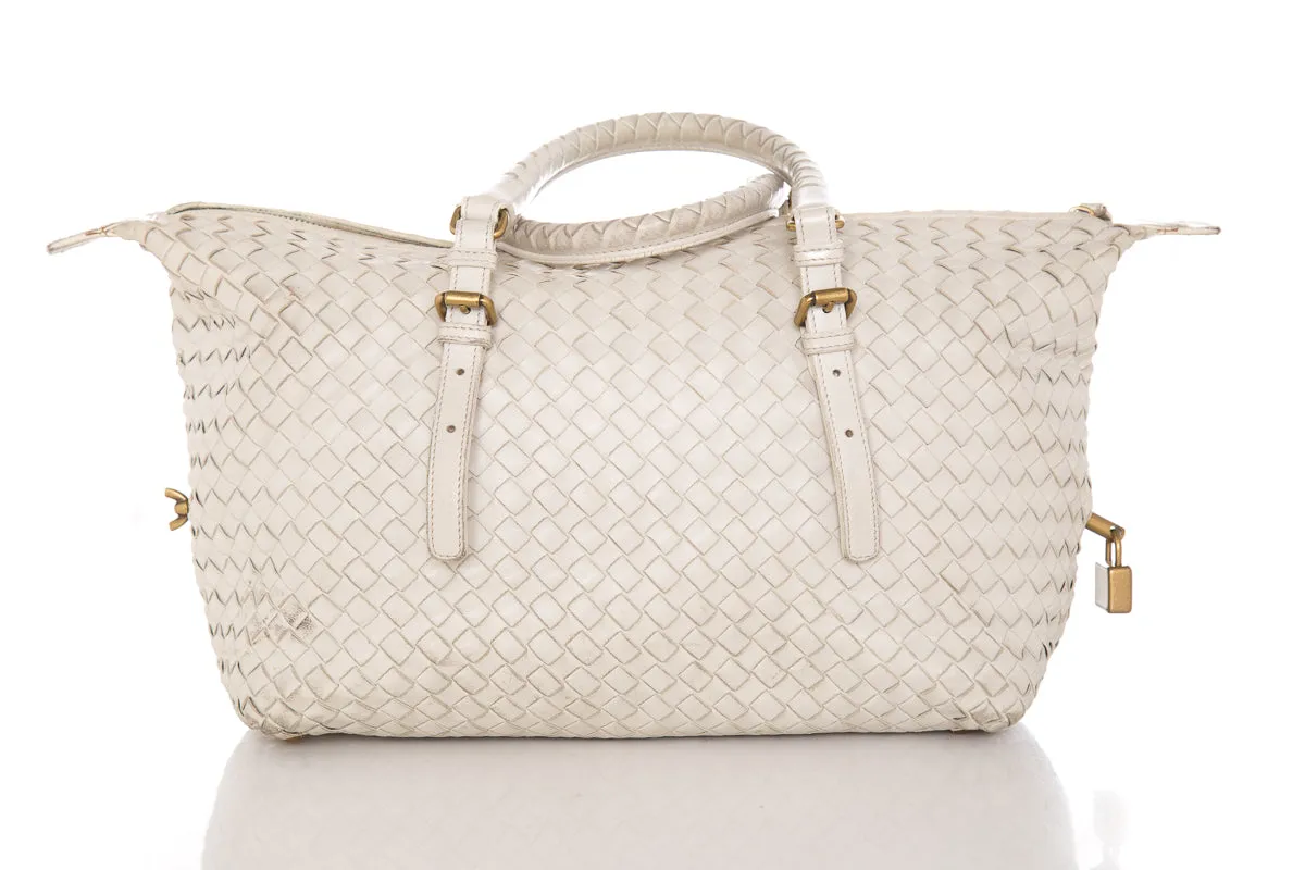 Bottega Veneta Natural Intrecciato Leather Boston Tote