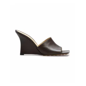 BOTTEGA VENETA STRETCH NAPPA LEATHER SQUARE TOE WEDGE MULES