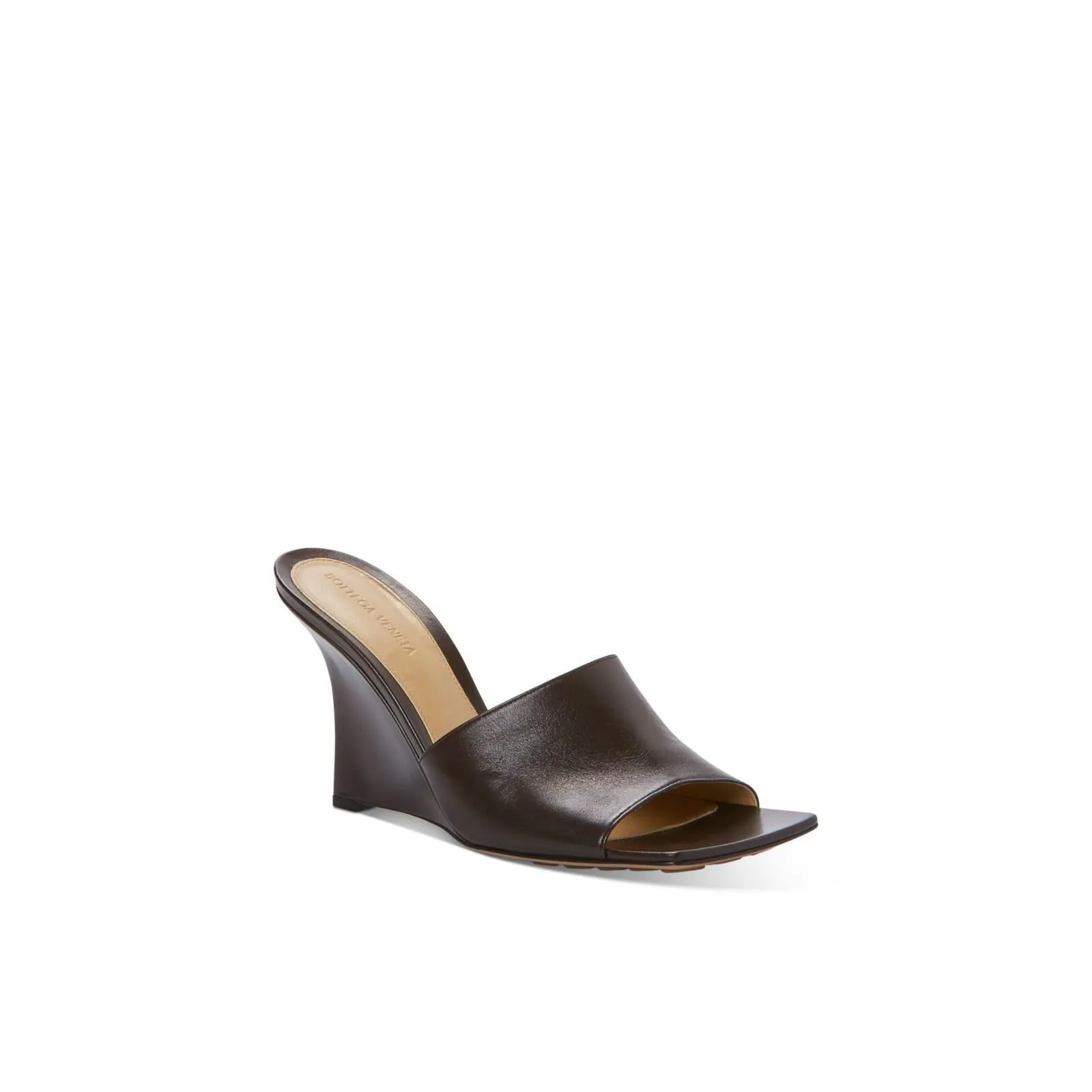 BOTTEGA VENETA STRETCH NAPPA LEATHER SQUARE TOE WEDGE MULES