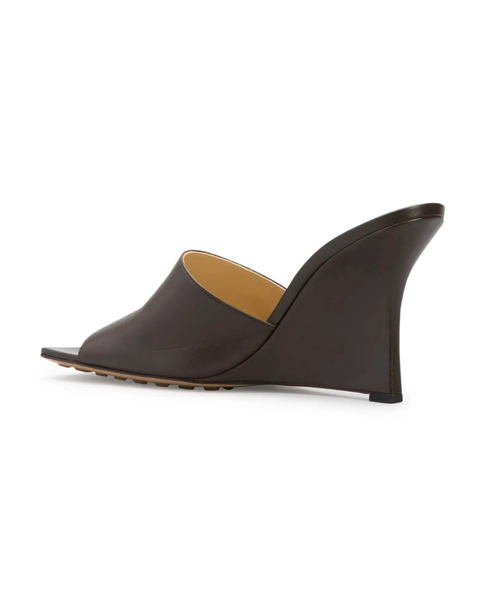 BOTTEGA VENETA STRETCH NAPPA LEATHER SQUARE TOE WEDGE MULES