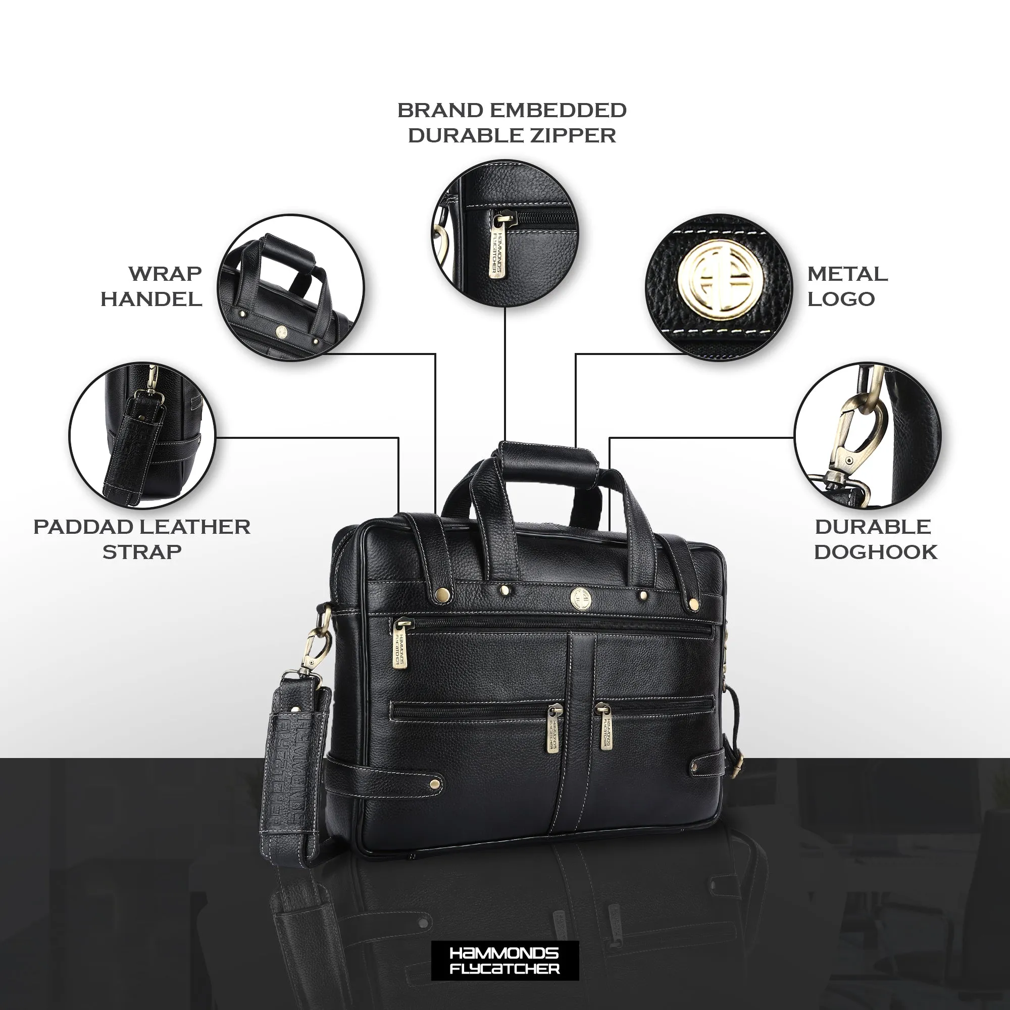 Branded Laptop Bag for Men - Genuine Leather - Fits Up to 16 Inch Laptop/MacBook - 1 Year Warranty