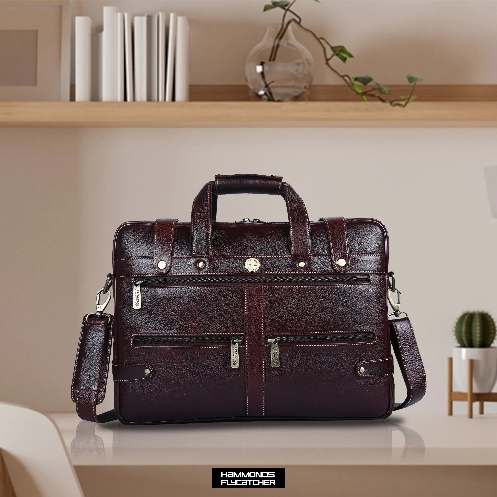 Branded Laptop Bag for Men - Genuine Leather - Fits Up to 16 Inch Laptop/MacBook - 1 Year Warranty