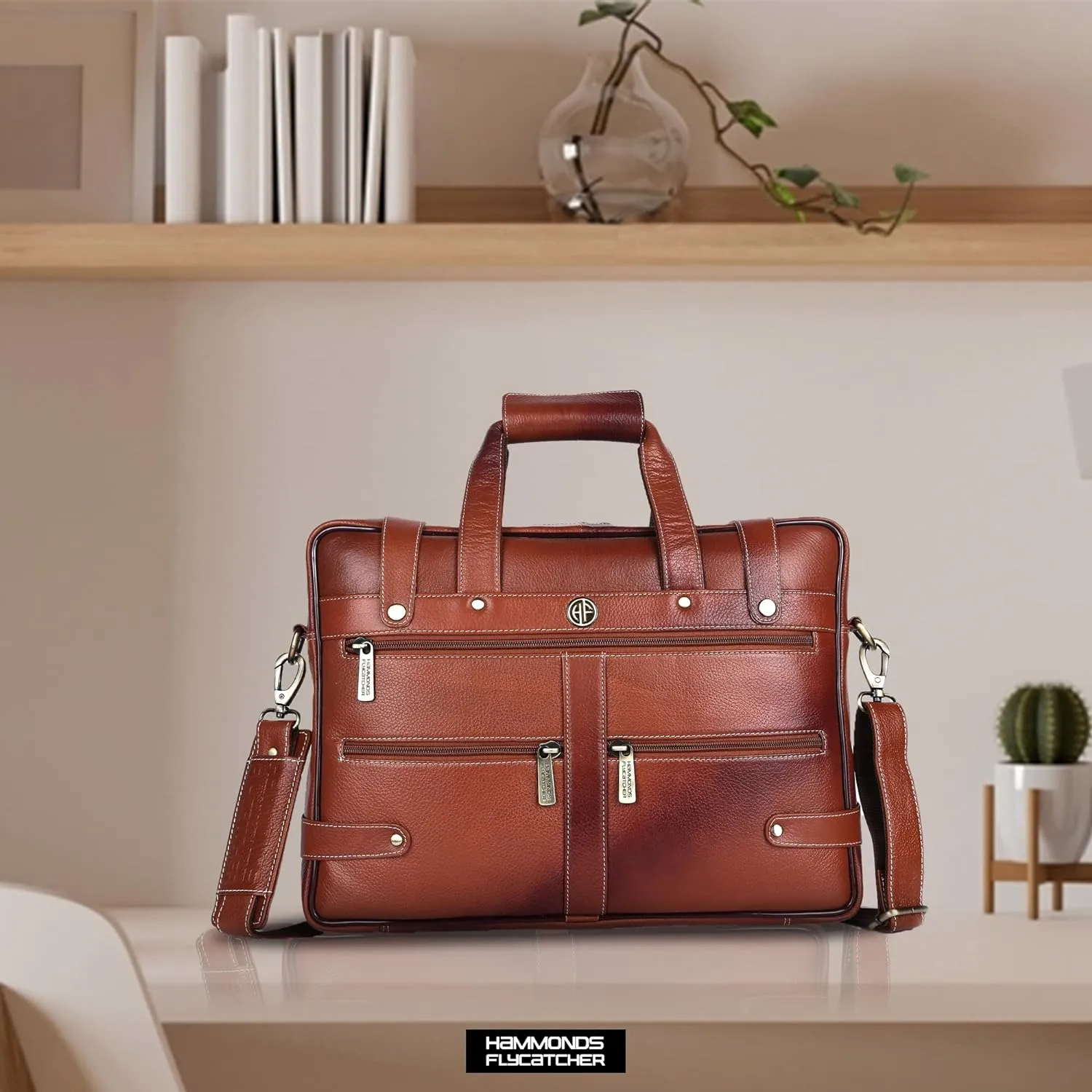 Branded Laptop Bag for Men - Genuine Leather - Fits Up to 16 Inch Laptop/MacBook - 1 Year Warranty