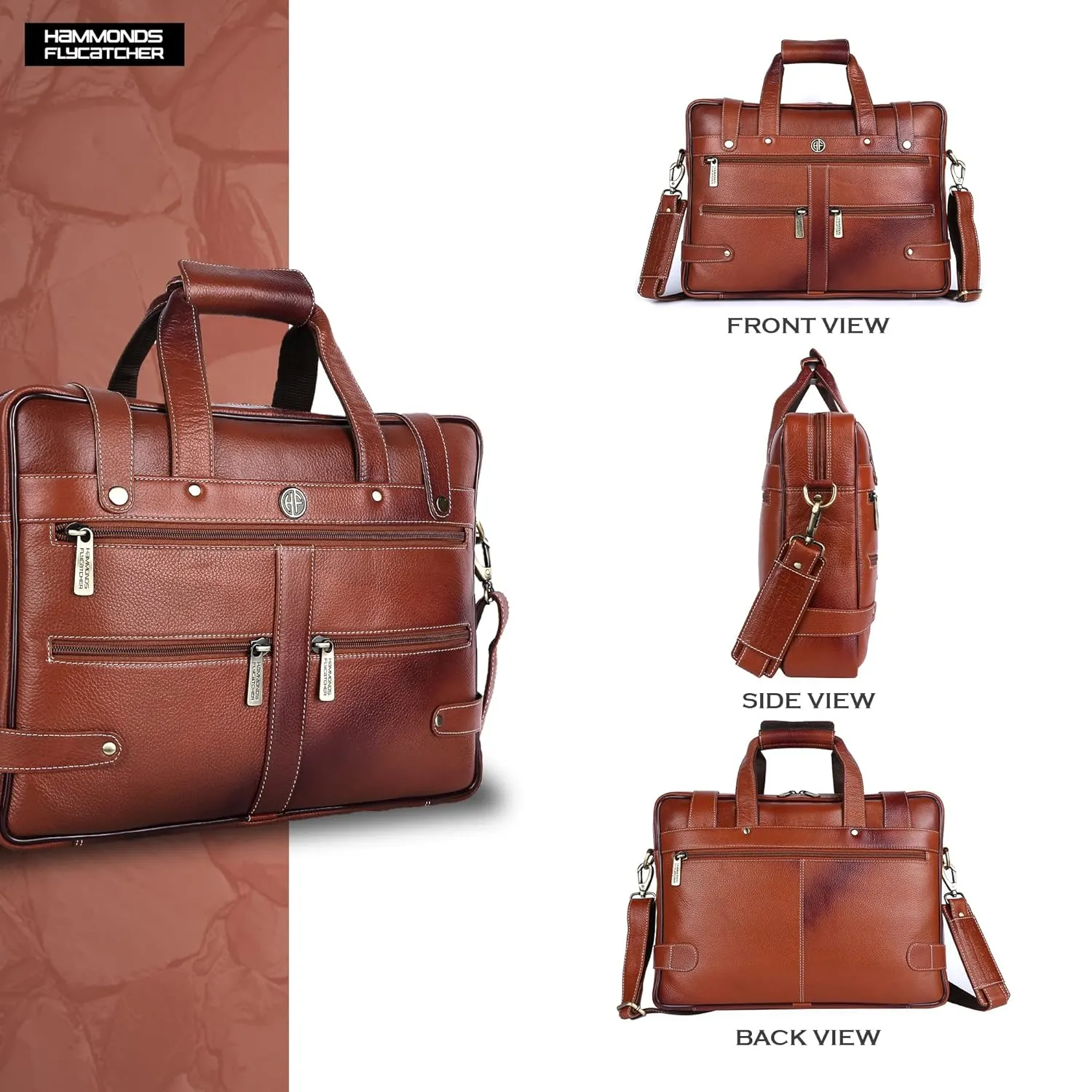 Branded Laptop Bag for Men - Genuine Leather - Fits Up to 16 Inch Laptop/MacBook - 1 Year Warranty