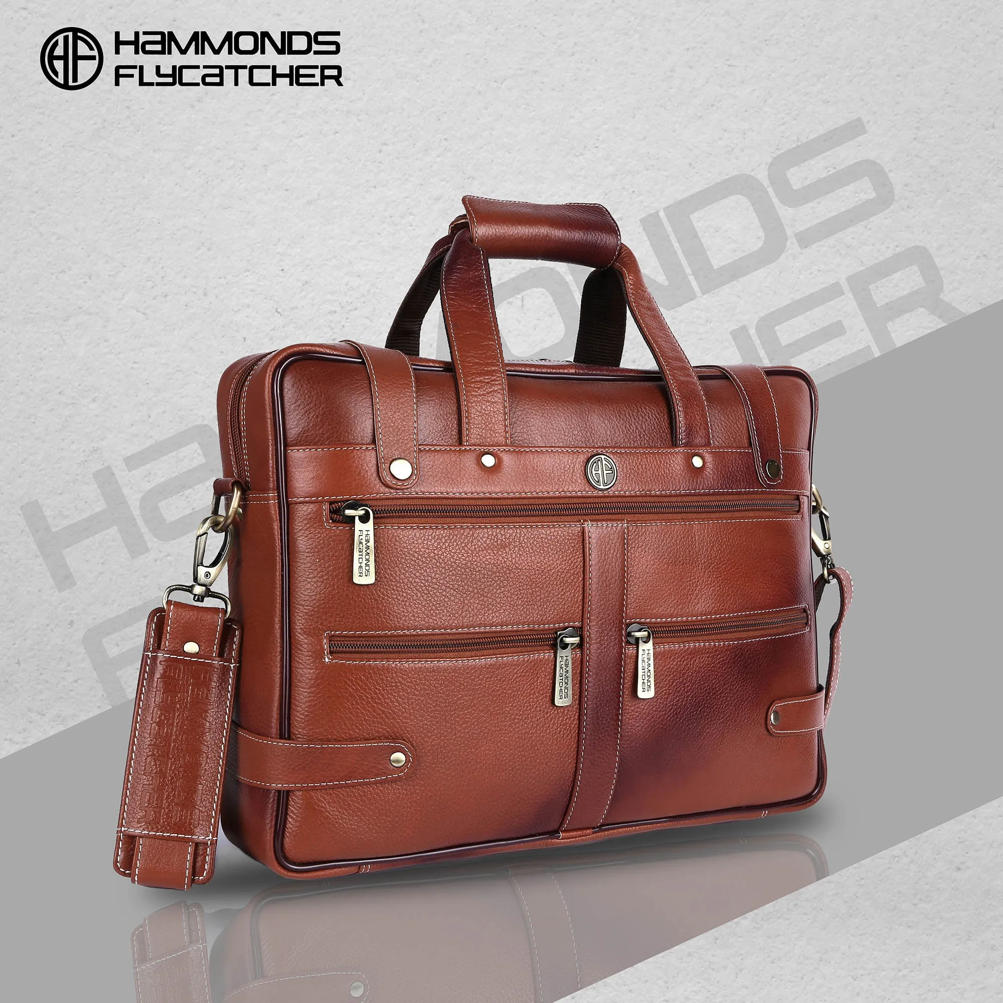 Branded Laptop Bag for Men - Genuine Leather - Fits Up to 16 Inch Laptop/MacBook - 1 Year Warranty