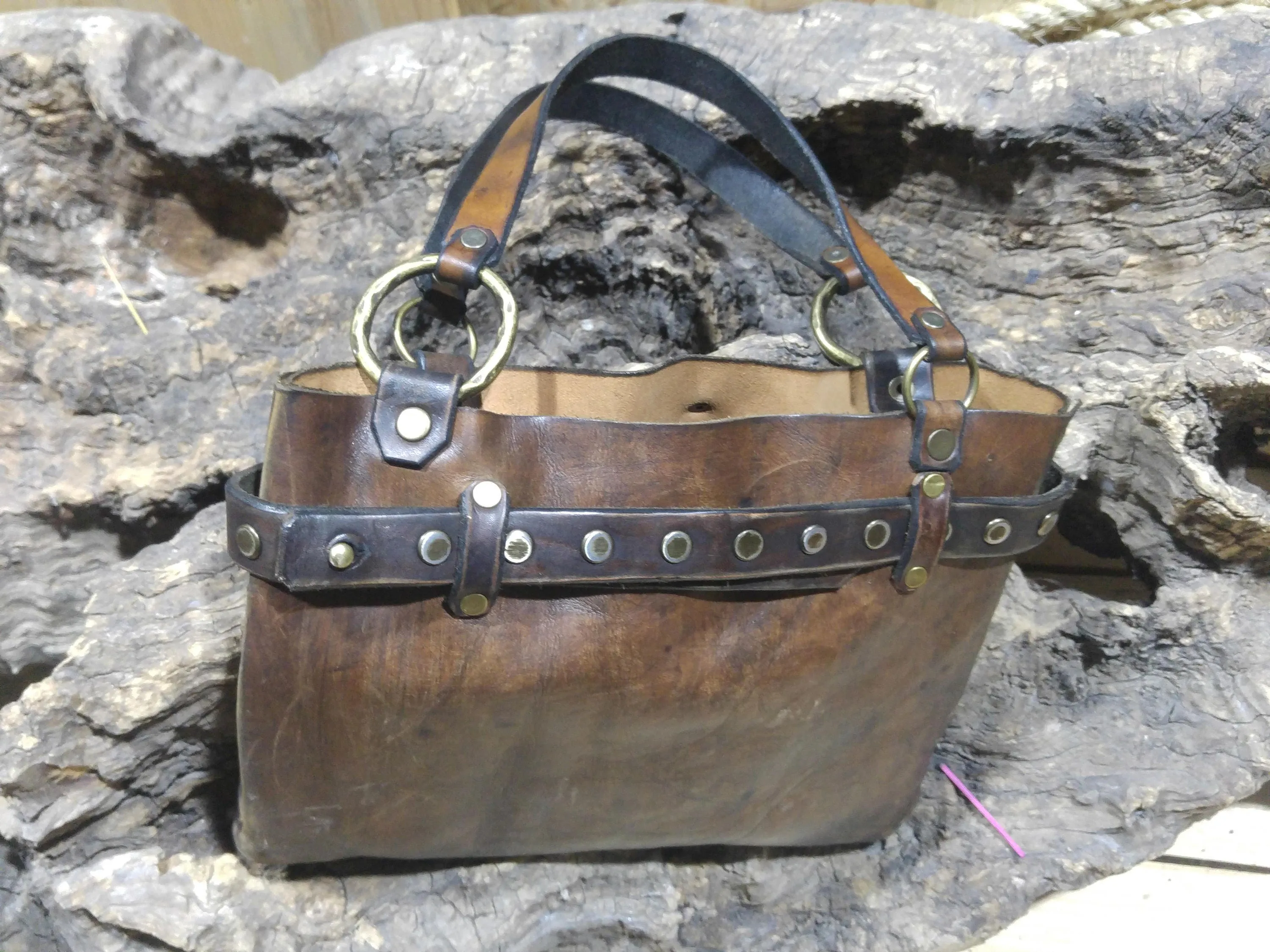 Brown Leather Designer Bag - Boho Womens Clutch - Handcrafted Leather Gift for Her