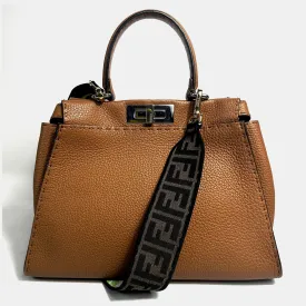 Brown Leather Medium Peekaboo Bag