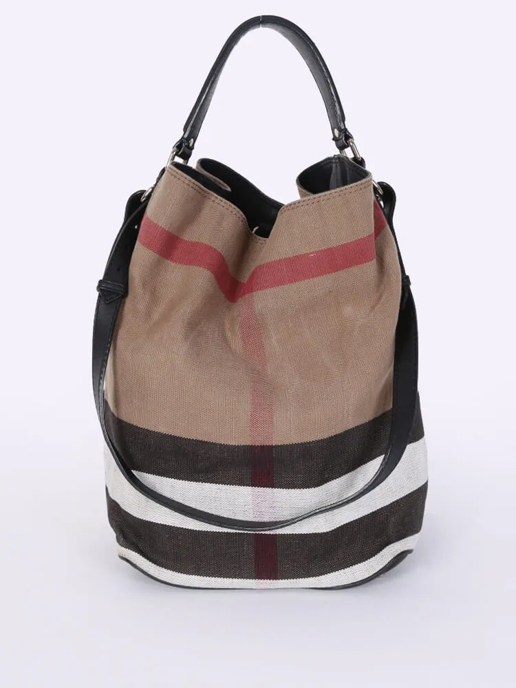 BURBERRY Canvas Ashby Bucket Bag