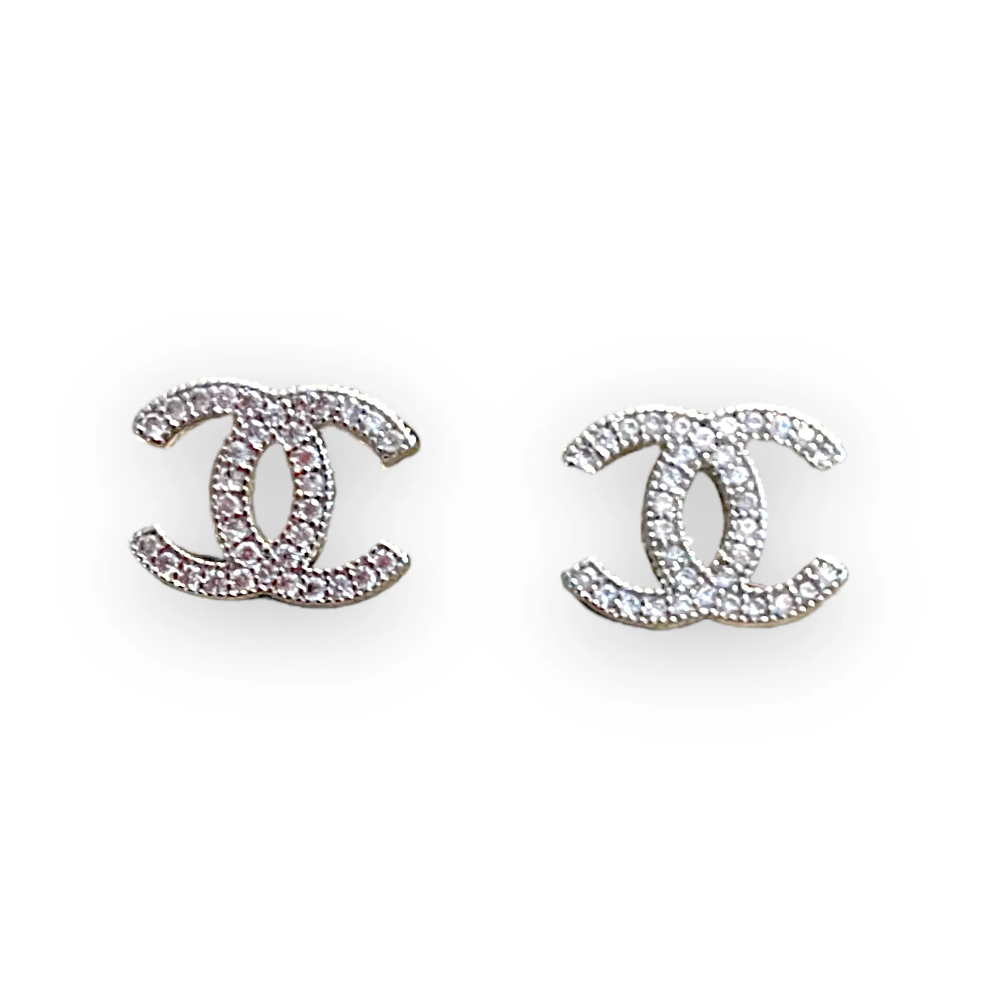 C Letter Luxury Silver Small Stud Earrings - Rhinestone