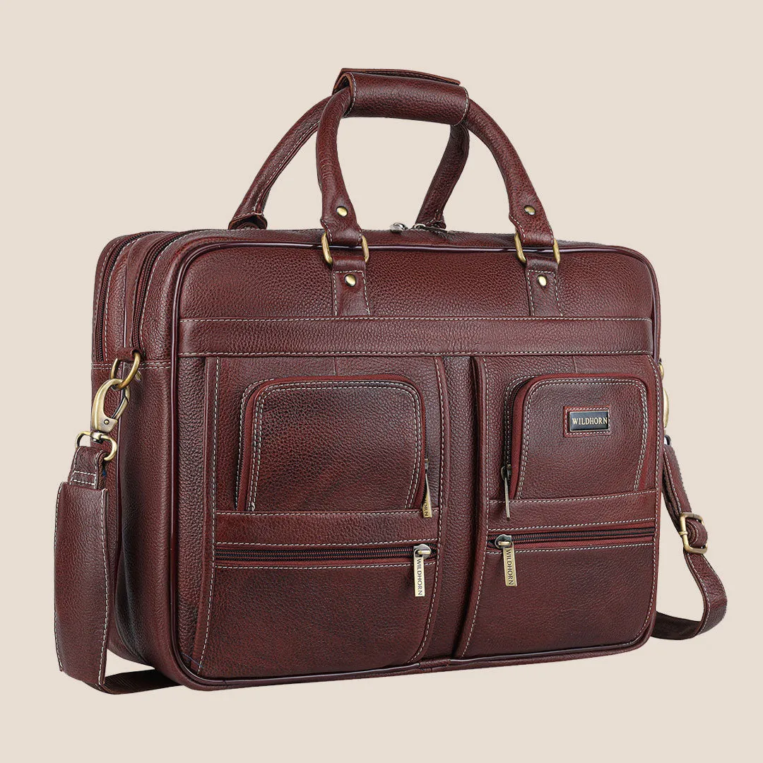 CAMBRIDGE Leather Laptop Messenger Bag for Men