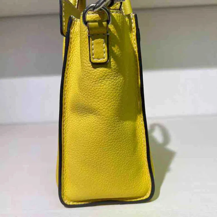 Celine Drummed Nano Bag with Strap, Yellow Calfskin Leather