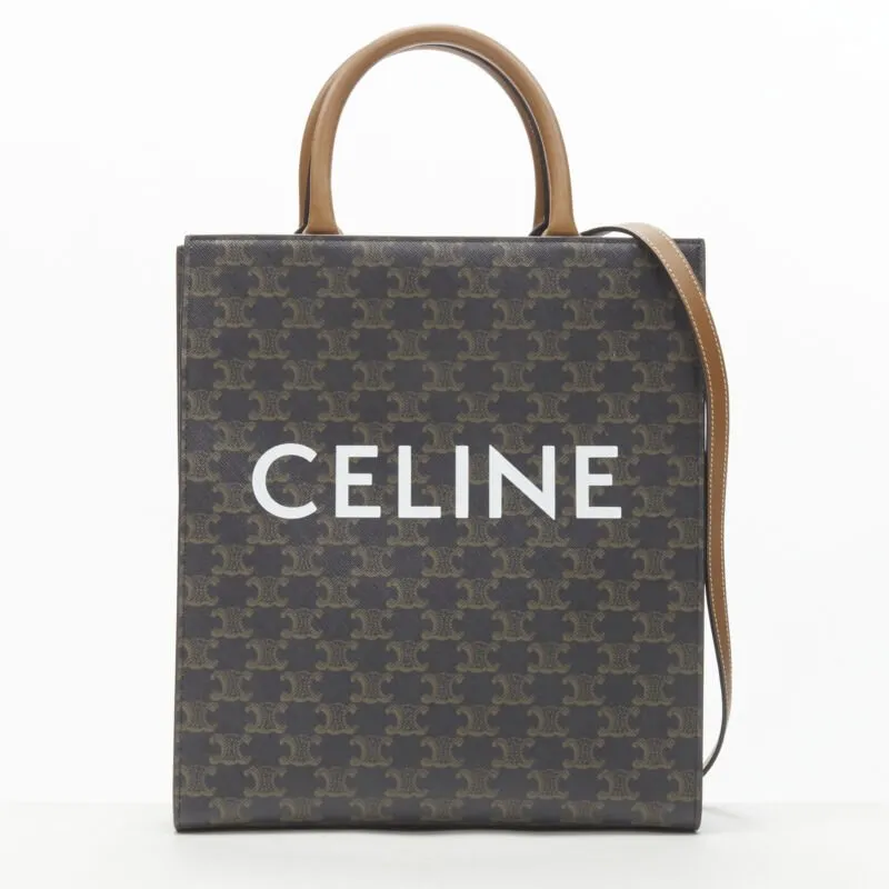 CELINE Hedi Slimane Triomphe Canvas brown monogram Vertical Cabas tote bag