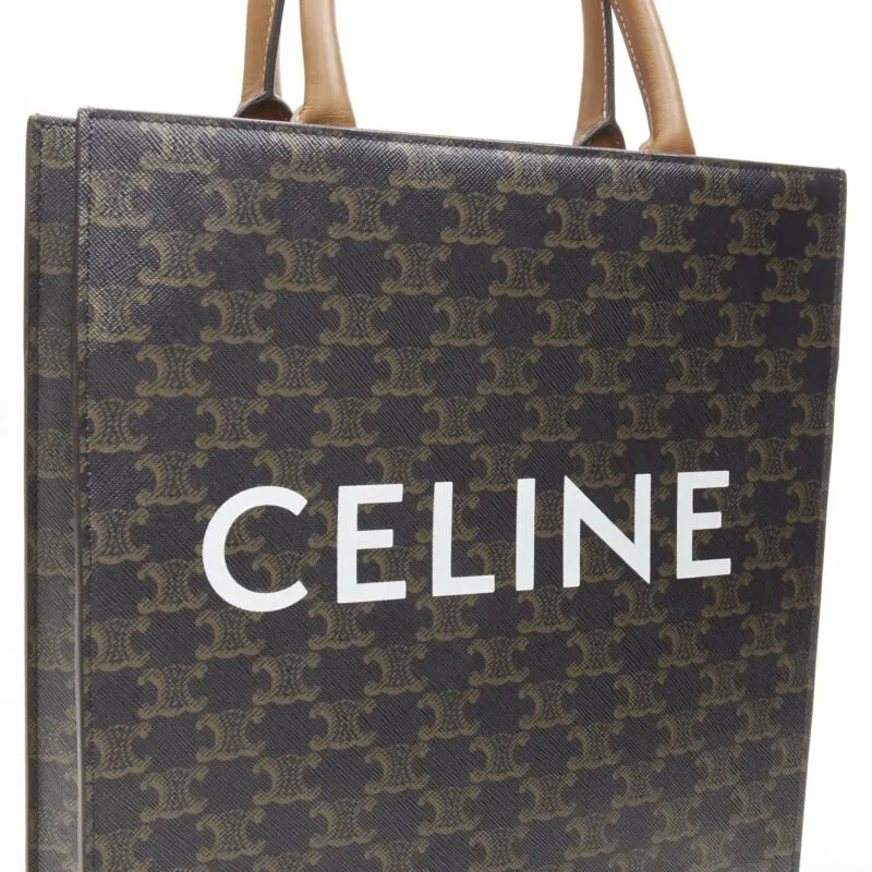 CELINE Hedi Slimane Triomphe Canvas brown monogram Vertical Cabas tote bag