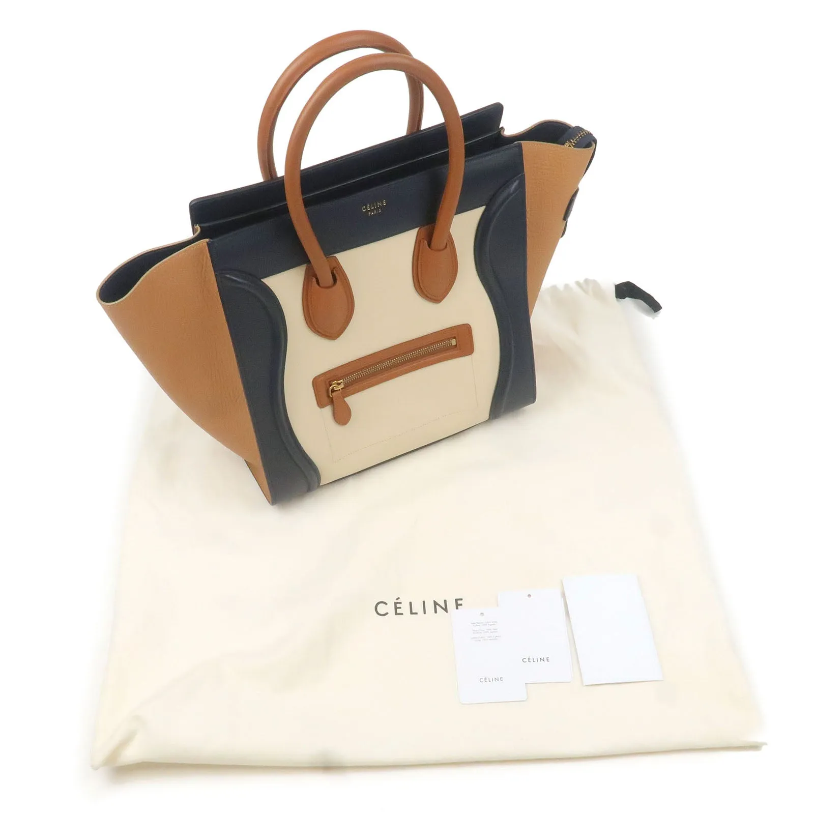 CELINE Luggage Mini Shopper Leather Hand Bag Ivory 165213ZSC.01CK