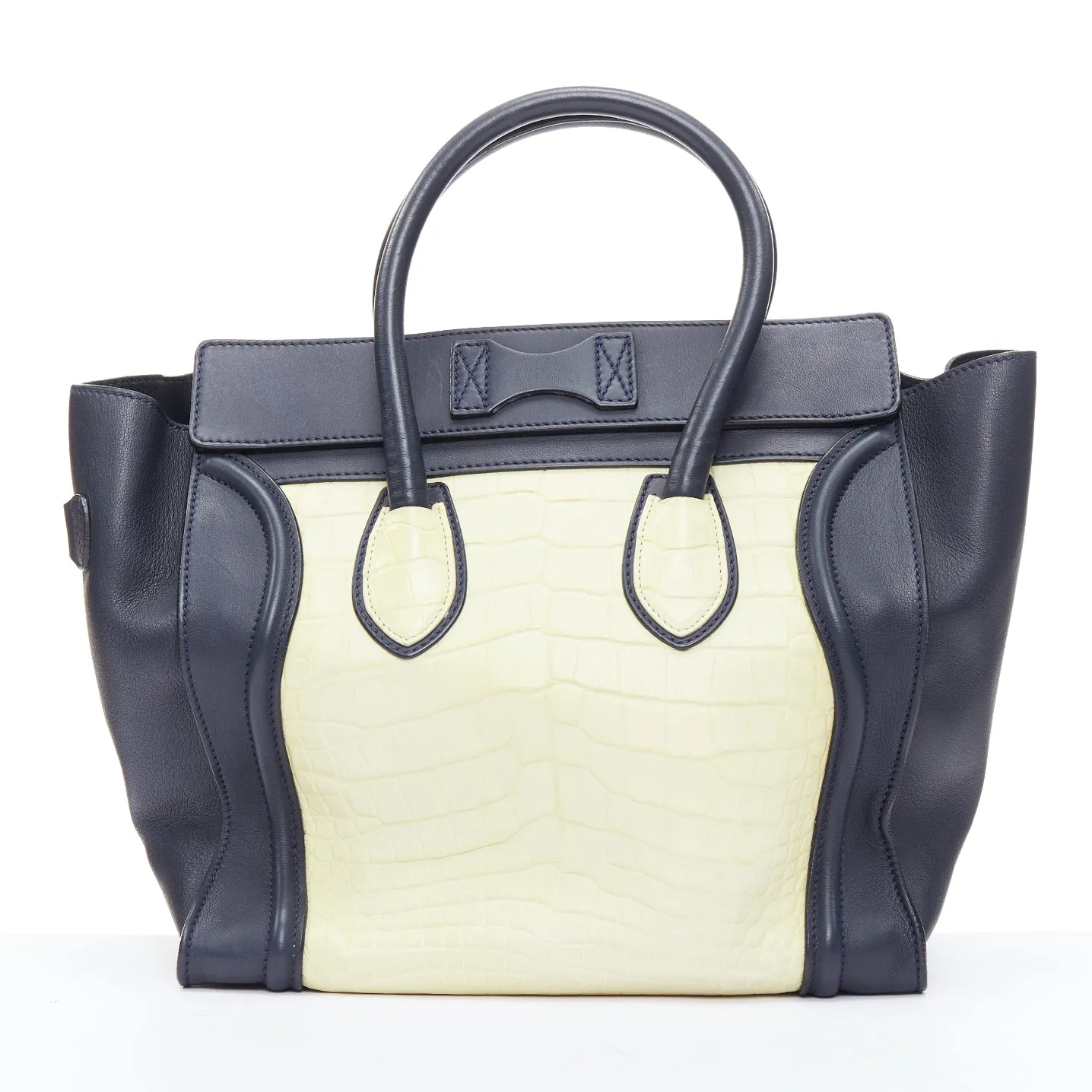 CELINE Phoebe Philo Medium Luggage cream black embossed tote bag