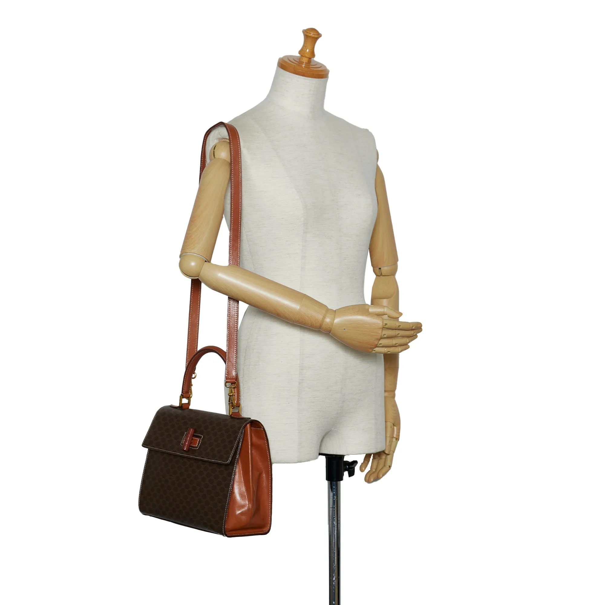 Celine Shoulder Bag Brown Macadam Canvas