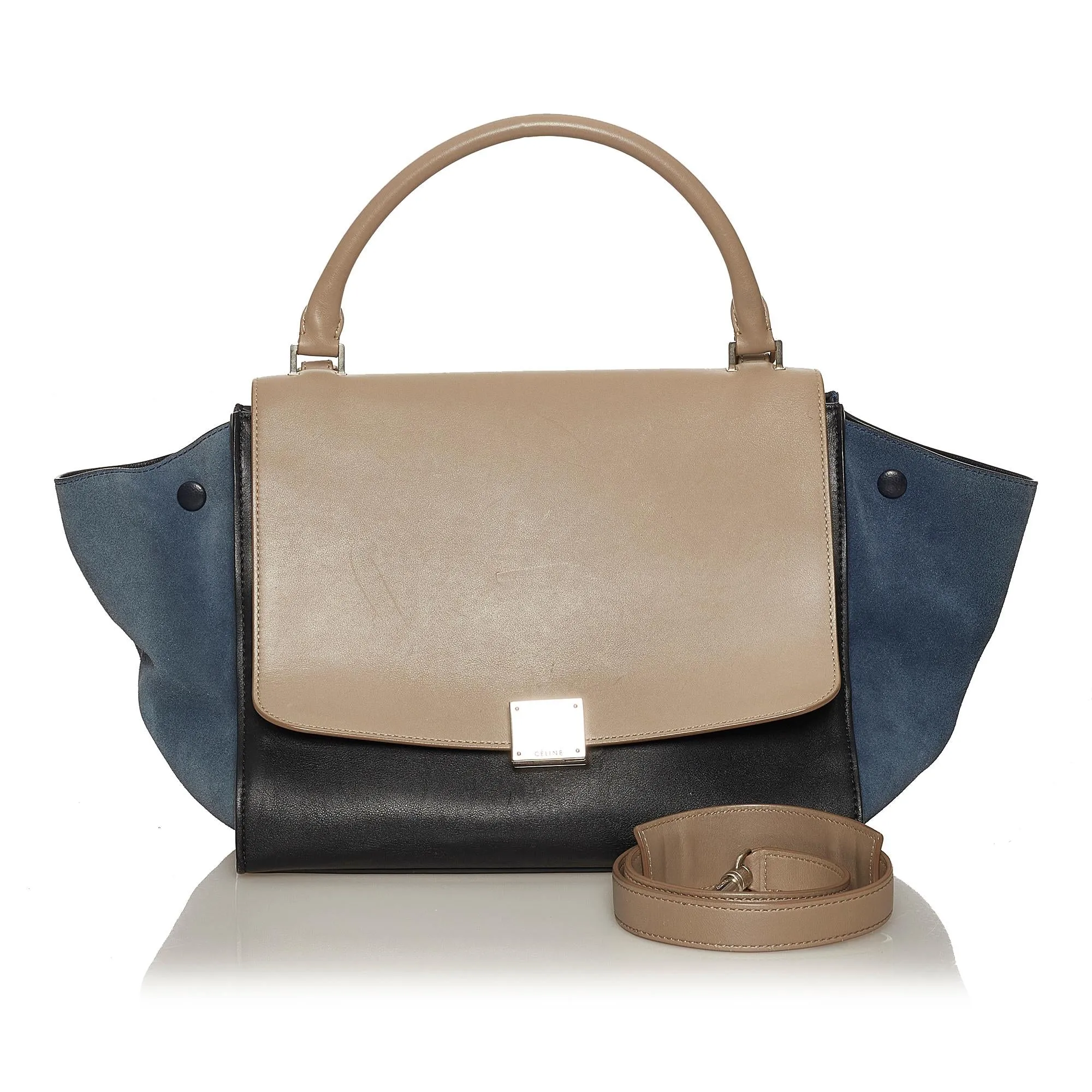 Celine Trapeze Tricolor Leather Satchel (SHG-28826)