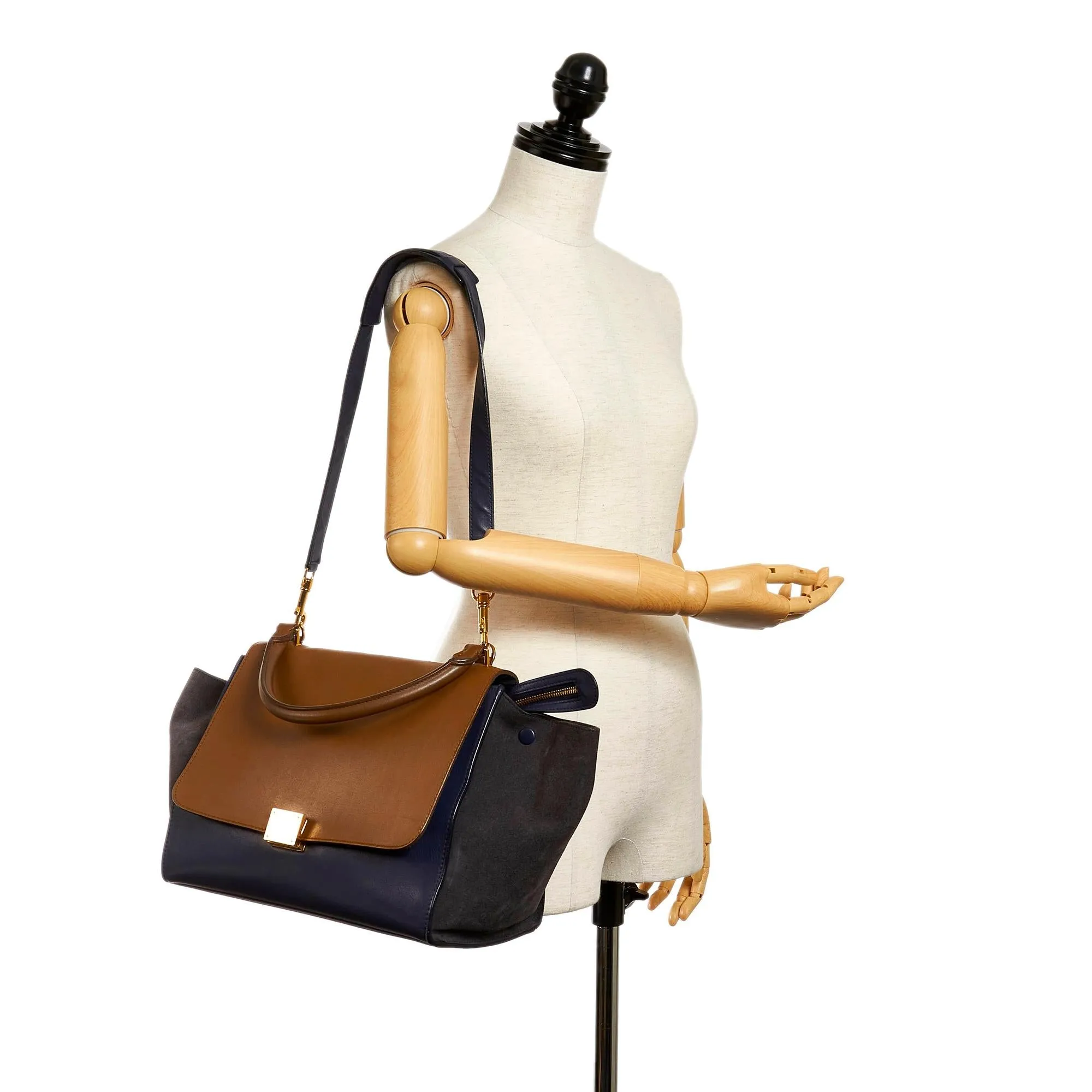 Celine Trapeze Tricolor Leather Satchel (SHG-30164)