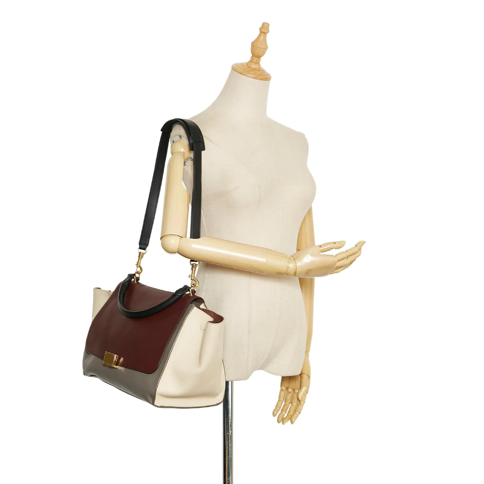 Celine Trapeze Tricolor Leather Satchel (SHG-yEXSqN)