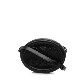 Celine Triomphe Oval Black Leather