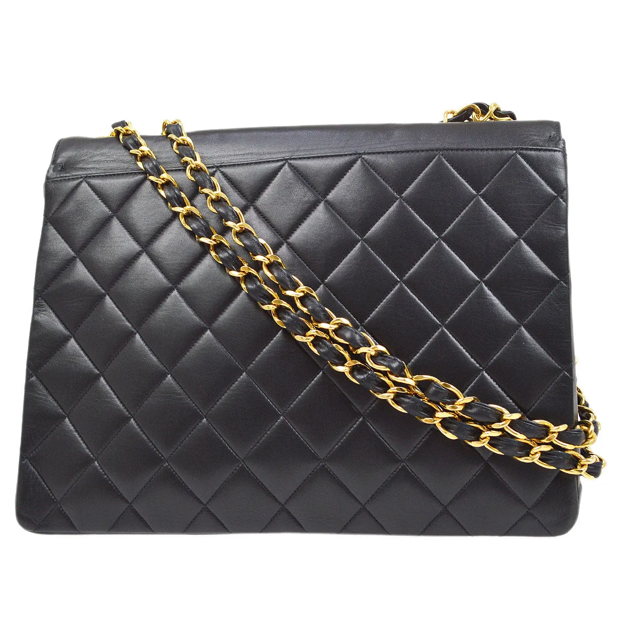 CHANEL 1991-1994 CC Flap Maxi Black Lambskin 65023